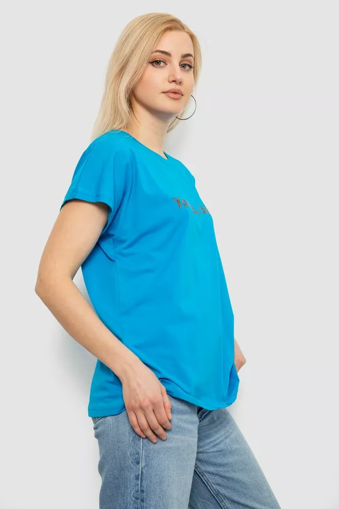 Купить Футболка женская с принтом, цвет голубой, 244R3016 - Фото №3
