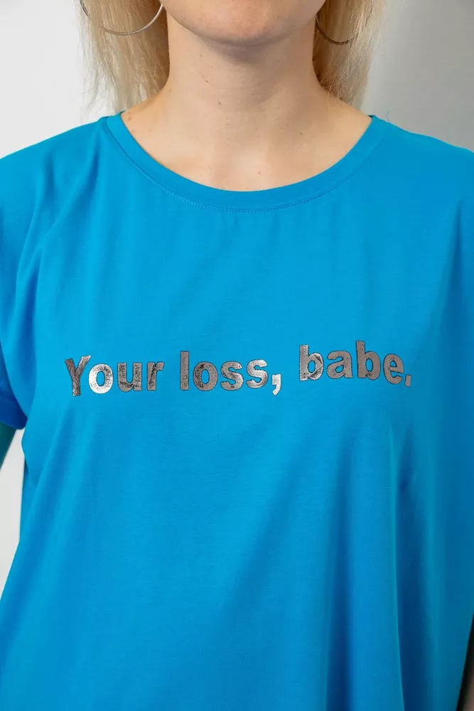 Купить Футболка женская с принтом, цвет голубой, 244R3016 - Фото №5