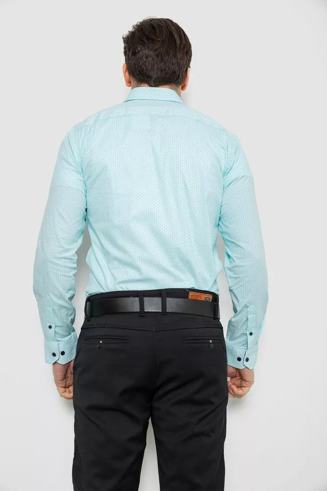 Купити Сорочка чоловіча однотонна з принтом  -уцінка, колір блакитний, 186R2011-U - Фото №4