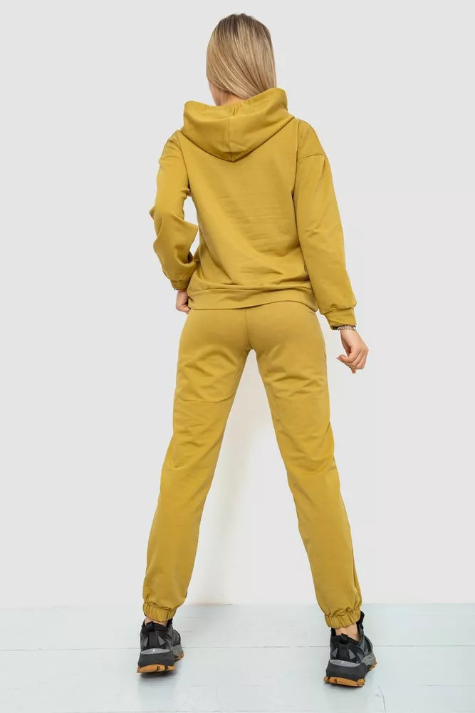 Купити Спорт костюм жіночий з капюшоном, колір гірчичний, 226R1284 - Фото №4