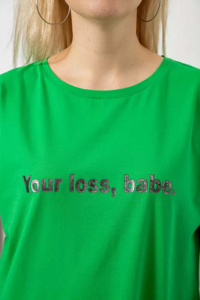 Купить Футболка женская с принтом, цвет зеленый, 244R3016 - Фото №5