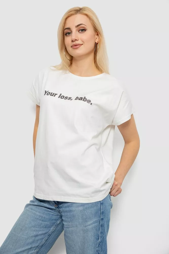 Купить Футболка женская с принтом, цвет молочный, 244R3016 - Фото №3