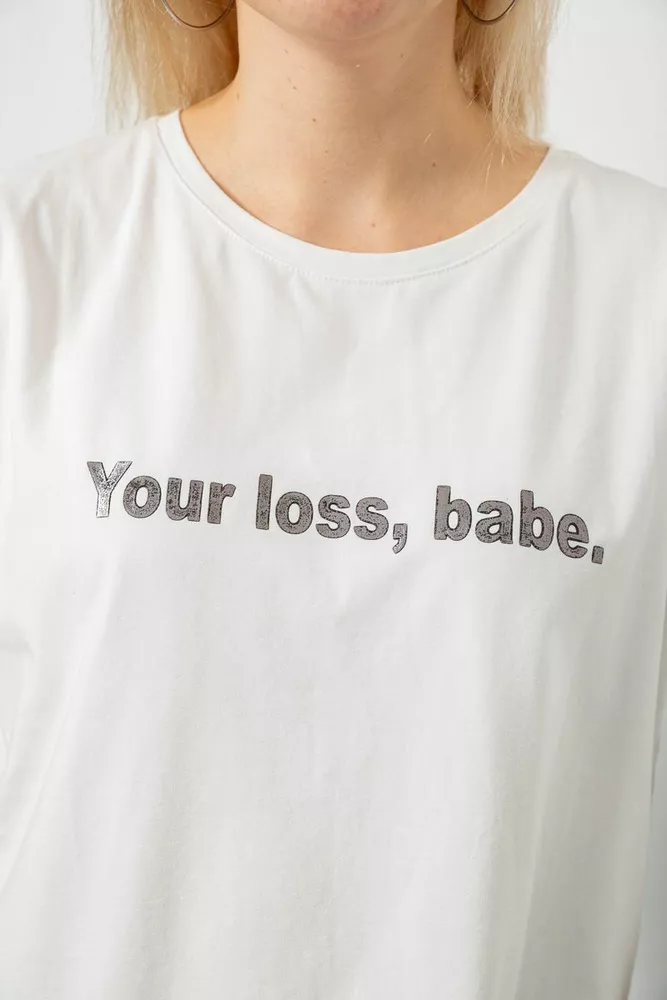 Купить Футболка женская с принтом, цвет молочный, 244R3016 - Фото №5