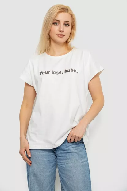 Футболка женская с принтом, цвет молочный, 244R3016