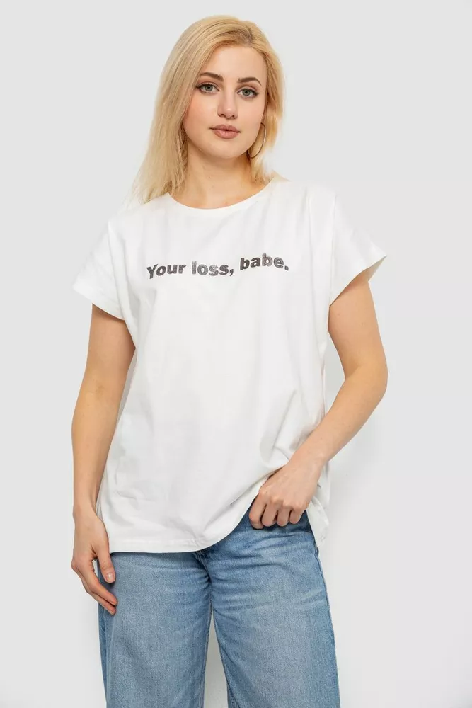 Купить Футболка женская с принтом, цвет молочный, 244R3016 - Фото №1