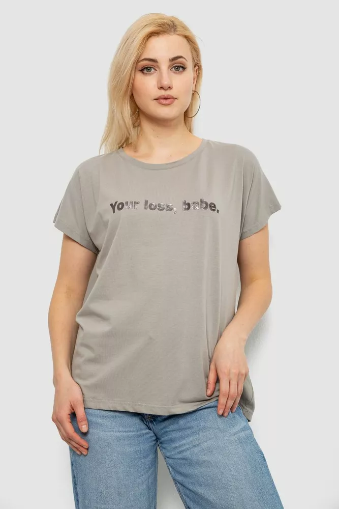 Купить Футболка женская с принтом, цвет серый, 244R3016 - Фото №1