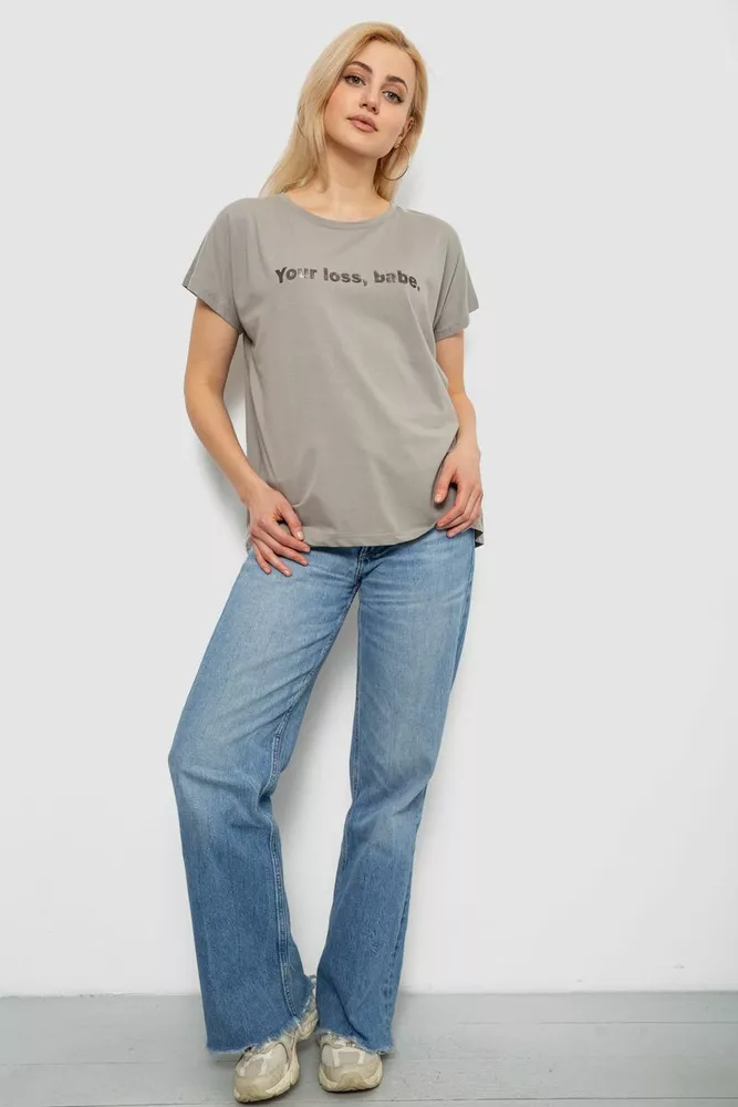 Купить Футболка женская с принтом, цвет серый, 244R3016 - Фото №2