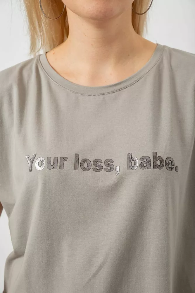 Купить Футболка женская с принтом, цвет серый, 244R3016 - Фото №5