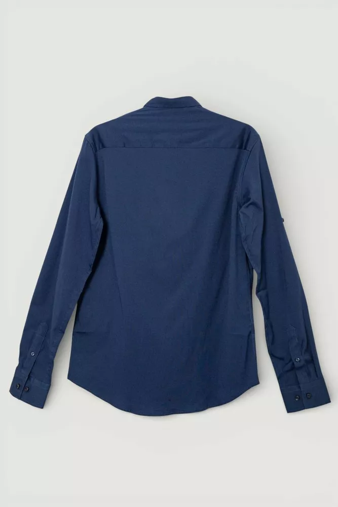 Купити Сорочка чоловіча однотонна  -уцінка, колір синій, 186R6919-U оптом - Фото №3