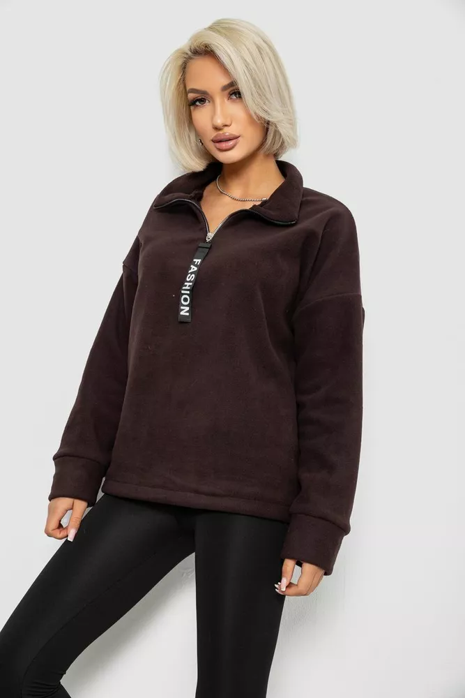 Купить Батник женский на поларфлисе, цвет шоколадный, 257R333-5 - Фото №3