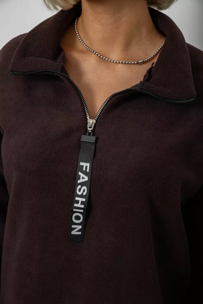 Купить Батник женский на поларфлисе, цвет шоколадный, 257R333-5 - Фото №5