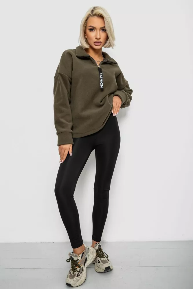 Купить Батник женский на поларфлисе, цвет темно-оливковый, 257R333-5 - Фото №2