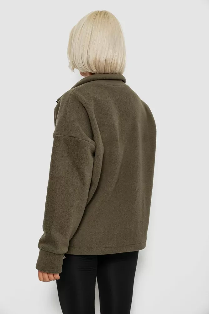 Купить Батник женский на поларфлисе, цвет темно-оливковый, 257R333-5 - Фото №4