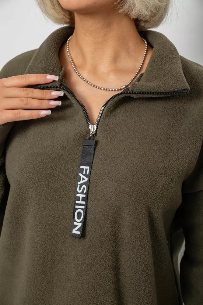 Купить Батник женский на поларфлисе, цвет темно-оливковый, 257R333-5 - Фото №5