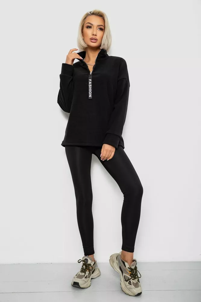 Купить Батник женский на поларфлисе, цвет черный, 257R333-5 - Фото №2