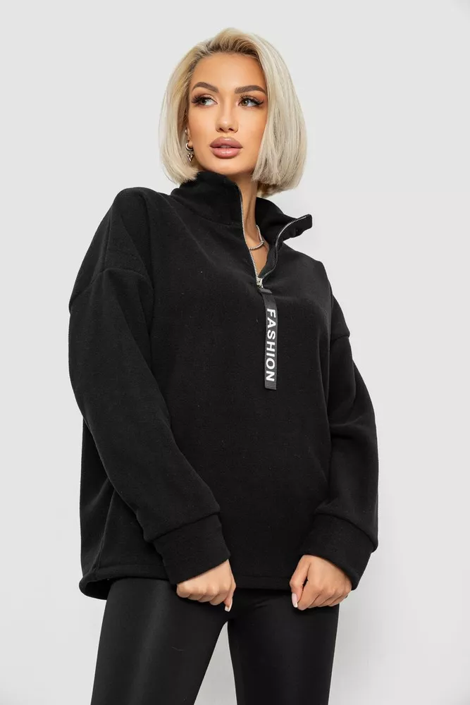 Купить Батник женский на поларфлисе, цвет черный, 257R333-5 - Фото №3