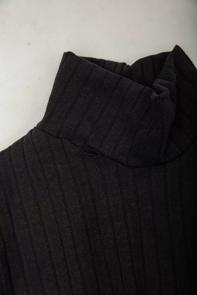 Купить Платье однотонное в рубчик  -уценка, цвет черный, 257R701-1-U - Фото №6