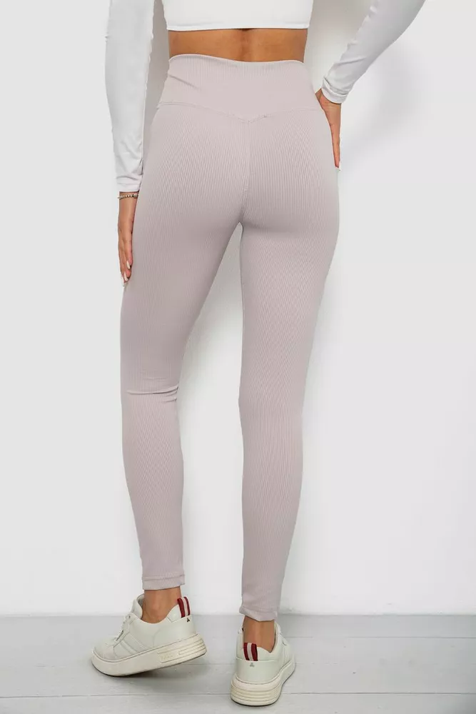 Купить Лосины однотонные в рубчик, цвет светло-бежевый, 244R686 - Фото №4