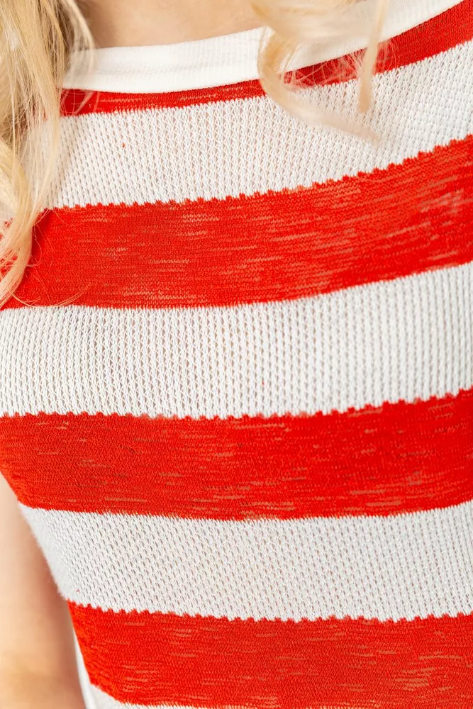 Купити Кофта жіноча в смужку, колір біло-теракотовий, 244R0262 оптом - Фото №5