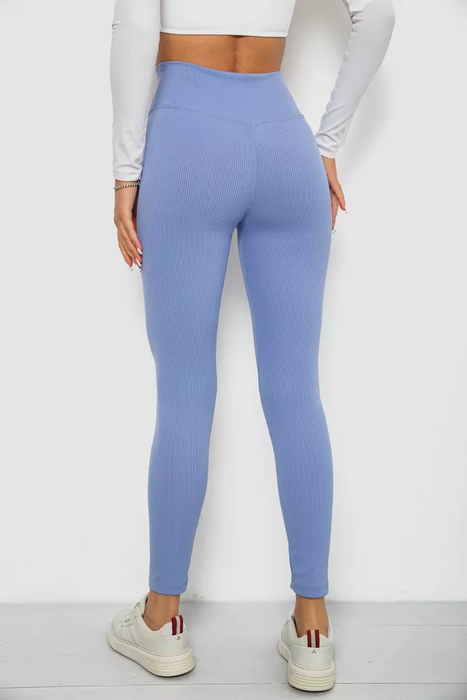 Купити Лосини однотонні в рубчик, колір джинс, 244R686 - Фото №4