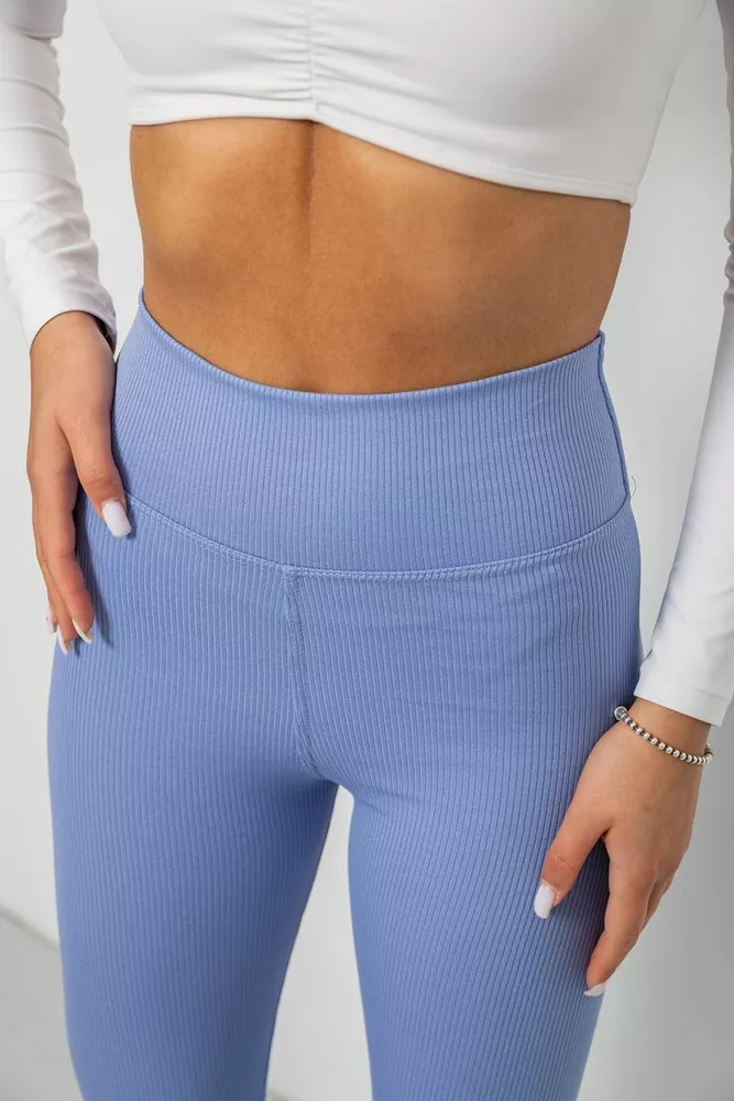Купити Лосини однотонні в рубчик, колір джинс, 244R686 - Фото №5