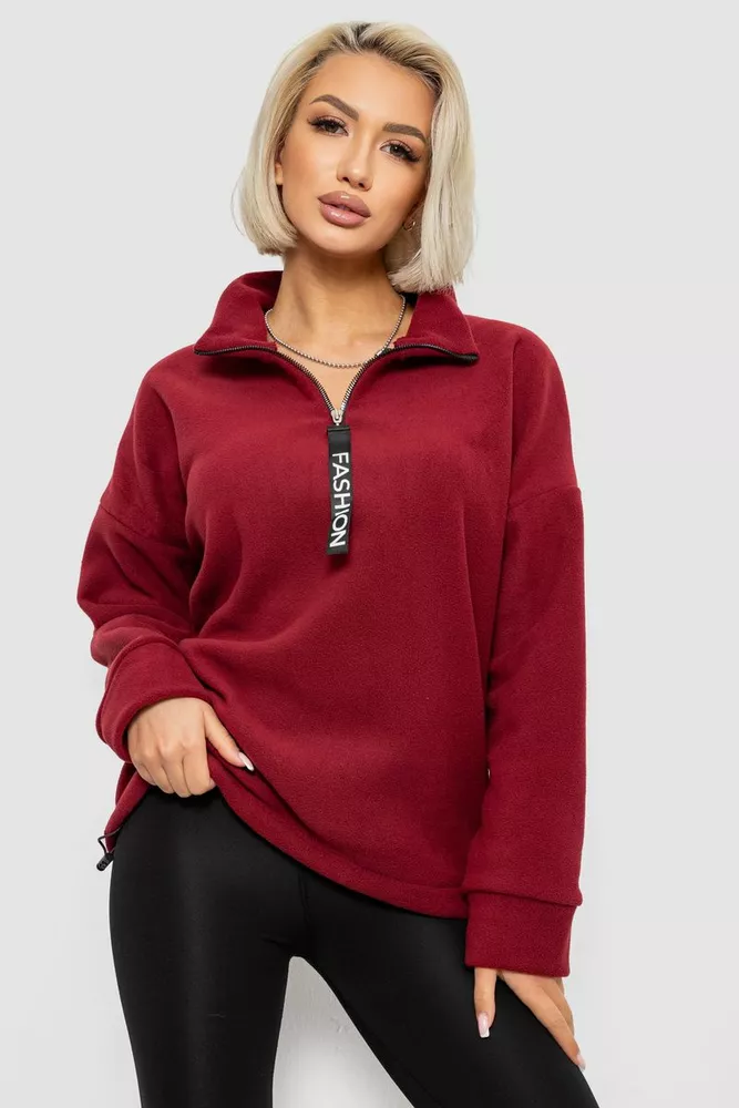 Купить Батник женский на поларфлисе, цвет бордовый, 257R333-5 - Фото №1