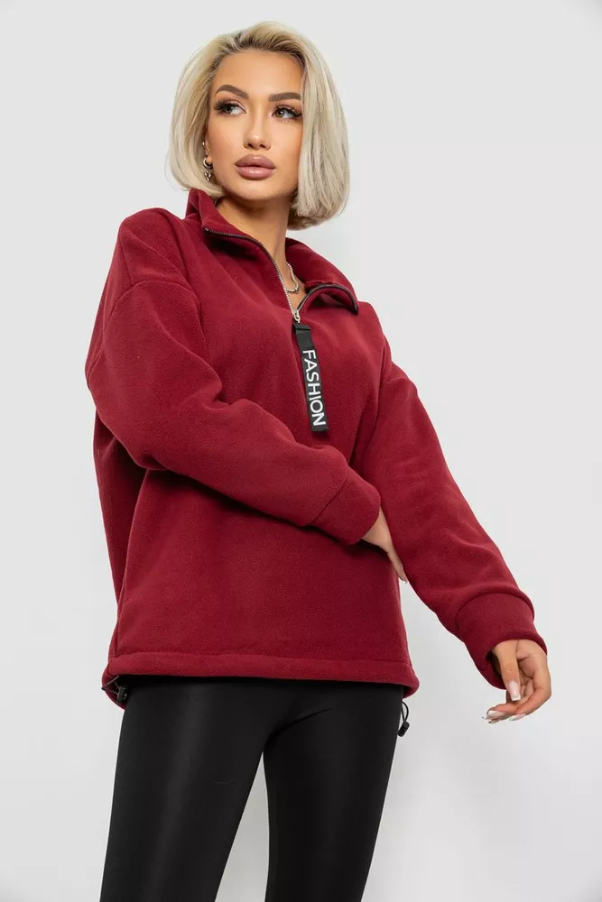 Купить Батник женский на поларфлисе, цвет бордовый, 257R333-5 - Фото №3