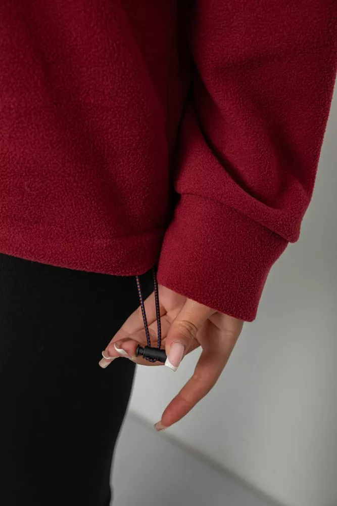 Купить Батник женский на поларфлисе, цвет бордовый, 257R333-5 - Фото №6