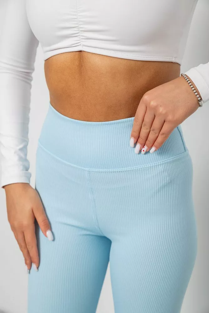 Купити Лосини однотонні в рубчик, колір блакитний, 244R686 - Фото №5