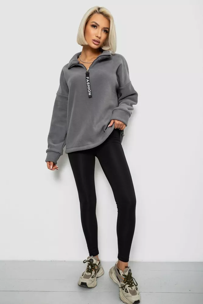 Купить Батник женский на поларфлисе, цвет светло-серый, 257R333-5 - Фото №2