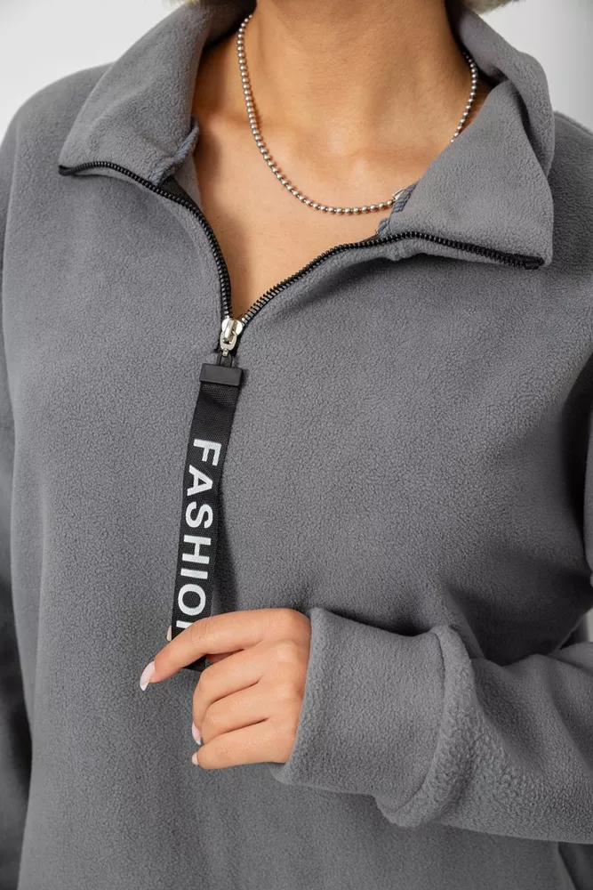 Купить Батник женский на поларфлисе, цвет светло-серый, 257R333-5 - Фото №5