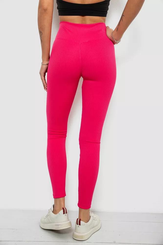 Купити Лосини однотонні в рубчик, колір світло-рожевий, 244R686 - Фото №4