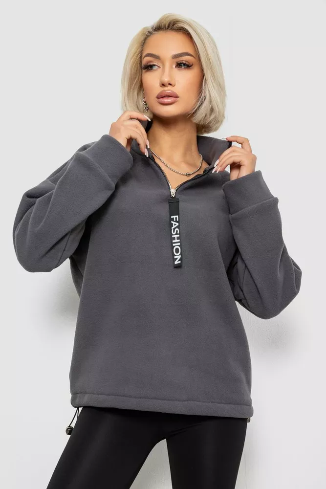 Купить Батник женский на поларфлисе, цвет серый, 257R333-5 - Фото №1