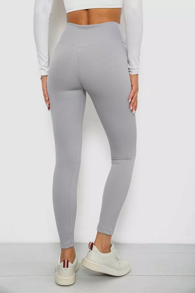 Купить Лосины однотонные в рубчик, цвет серый, 244R686 - Фото №4