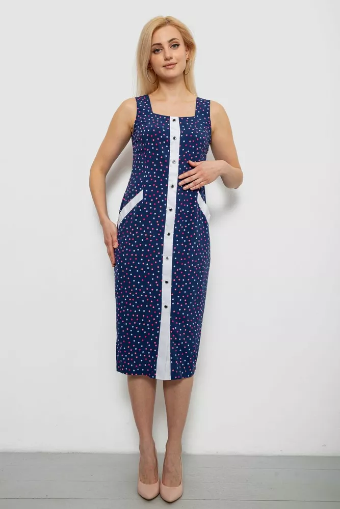 Купить Сарафан женский в горошек, цвет синий, 230R029-1 - Фото №1