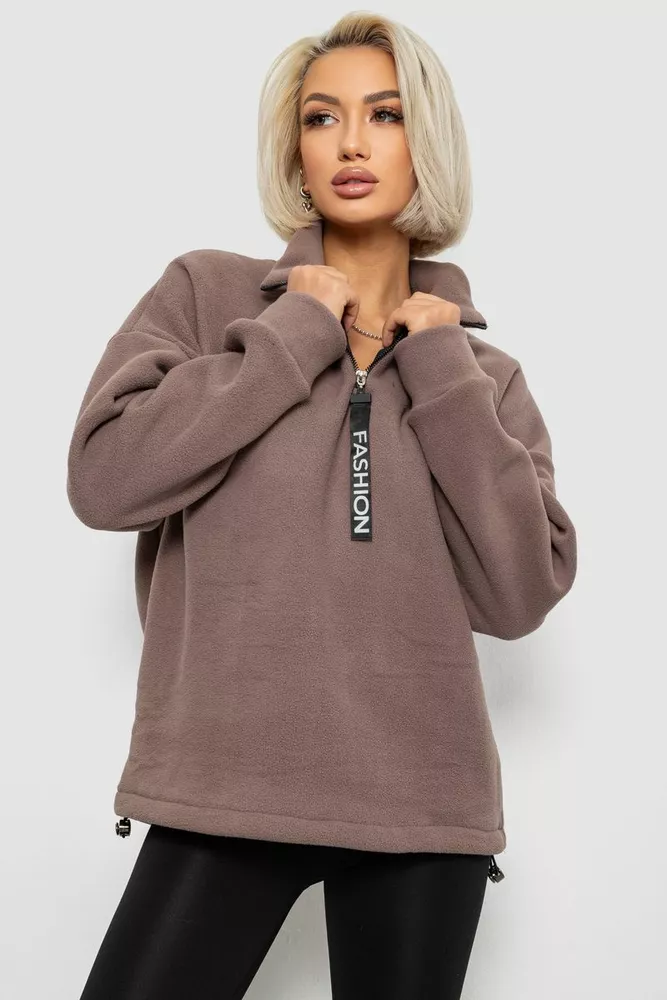 Купить Батник женский на поларфлисе, цвет мокко, 257R333-5 - Фото №1