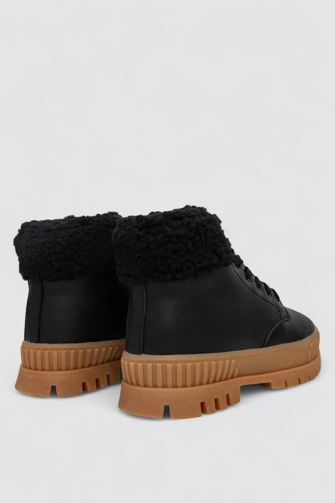 Купити Черевики жіночі зимові на хутрі, колір чорно-бежевий, 248RCX1750 - Фото №4