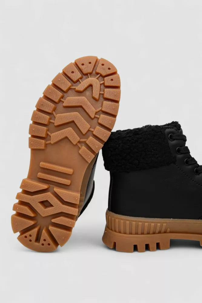 Купити Черевики жіночі зимові на хутрі, колір чорно-бежевий, 248RCX1750 - Фото №5