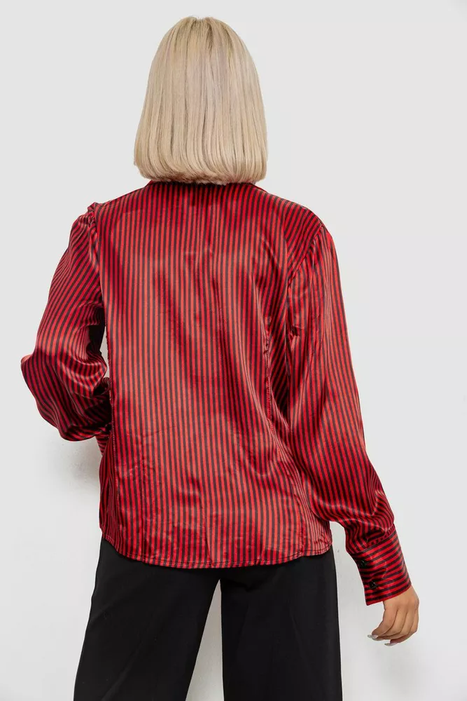 Купити Сорочка класична в смужку, колір чорно-червоний, 230R66-2 оптом - Фото №4