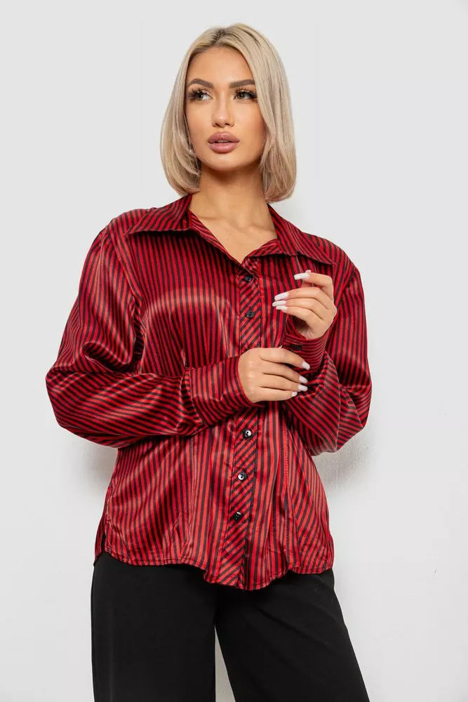 Купити Сорочка класична в смужку, колір чорно-червоний, 230R66-2 оптом - Фото №1