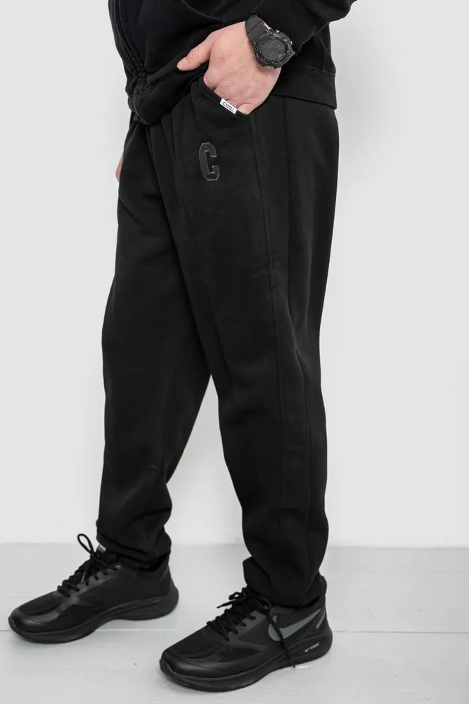 Купити Спортивні штани чоловічі на флісі, колір чорний, 129RA9995-1 - Фото №3