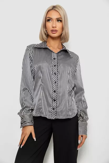 Рубашка классическая в полоску, цвет черно-белый, 230R66-2