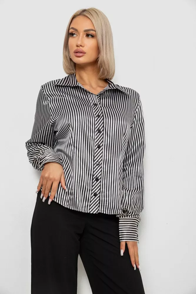 Купить Рубашка классическая в полоску, цвет черно-белый, 230R66-2 - Фото №3