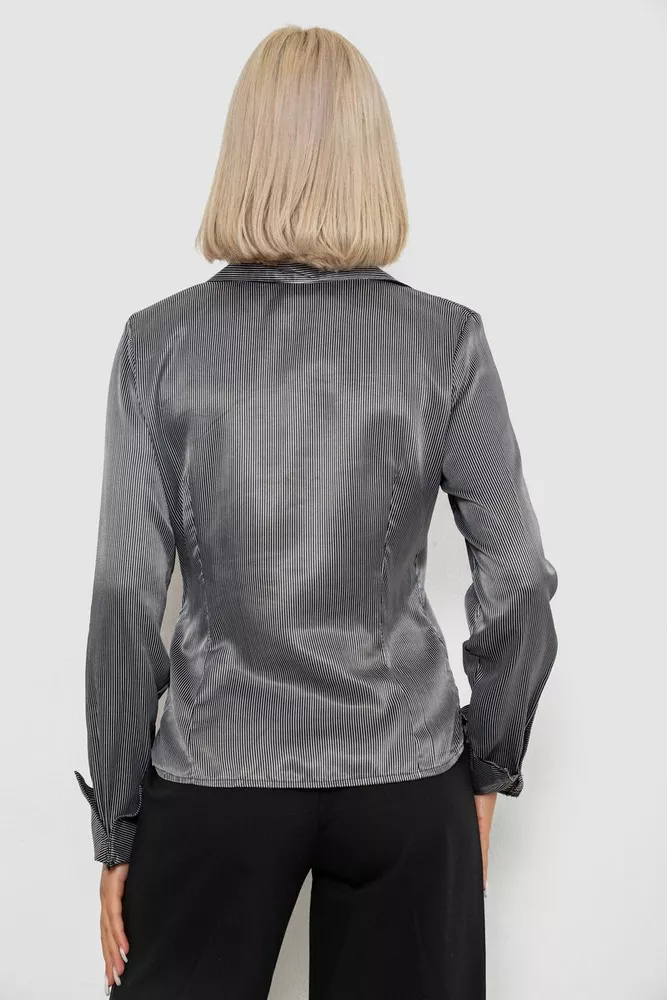 Купить Рубашка классическая в полоску, цвет черно-белый, 230R64-1 - Фото №4