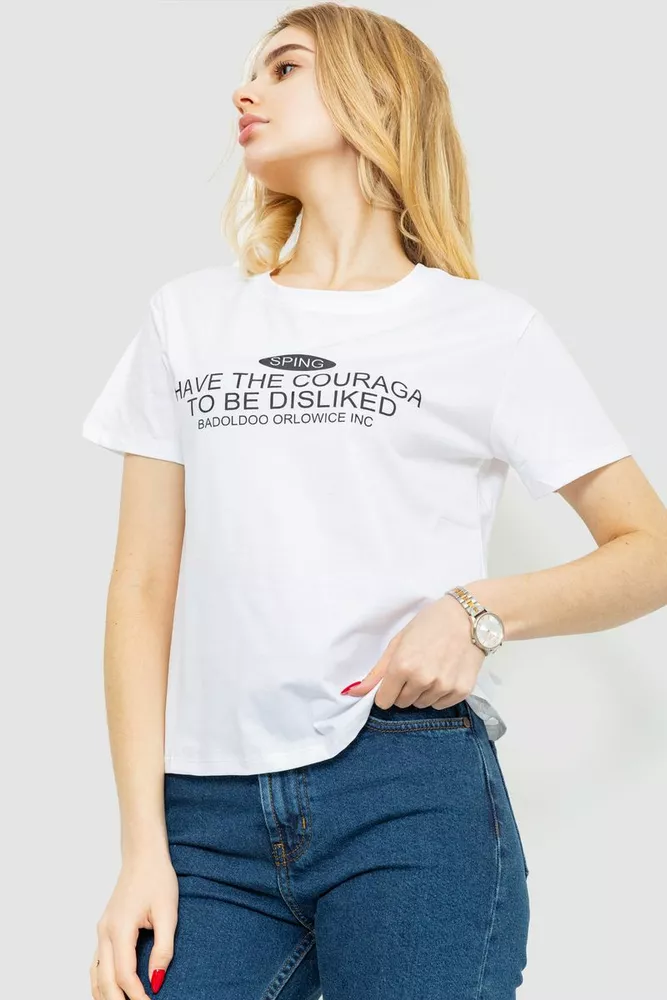 Купити Футболка жіноча з принтом  -уцінка, колір білий, 221R3006-U-15 - Фото №3