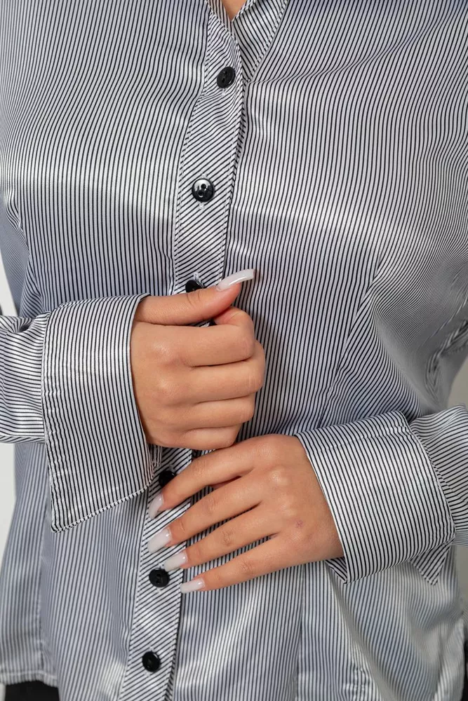 Купити Сорочка класична в смужку, колір біло-чорний, 230R64-1 - Фото №5
