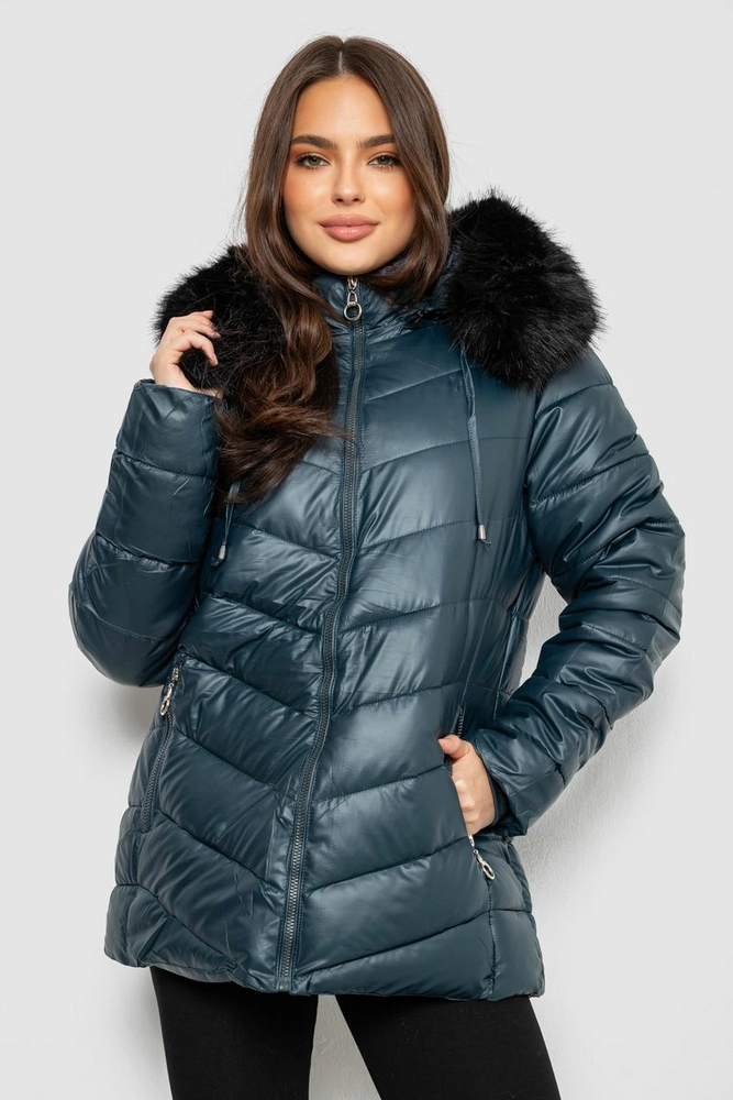Купить Куртка женская зимняя короткая, цвет петроль, 244R23-611 - Фото №1