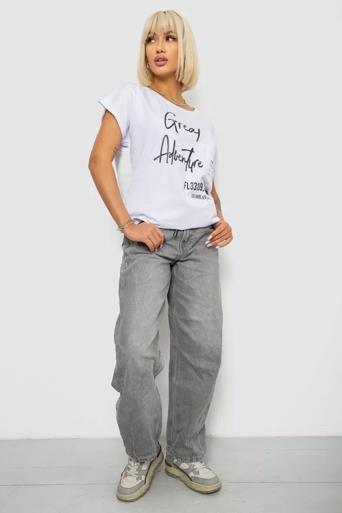 Купить Футболка женская с принтом, цвет белый, 244R2126-5 - Фото №2