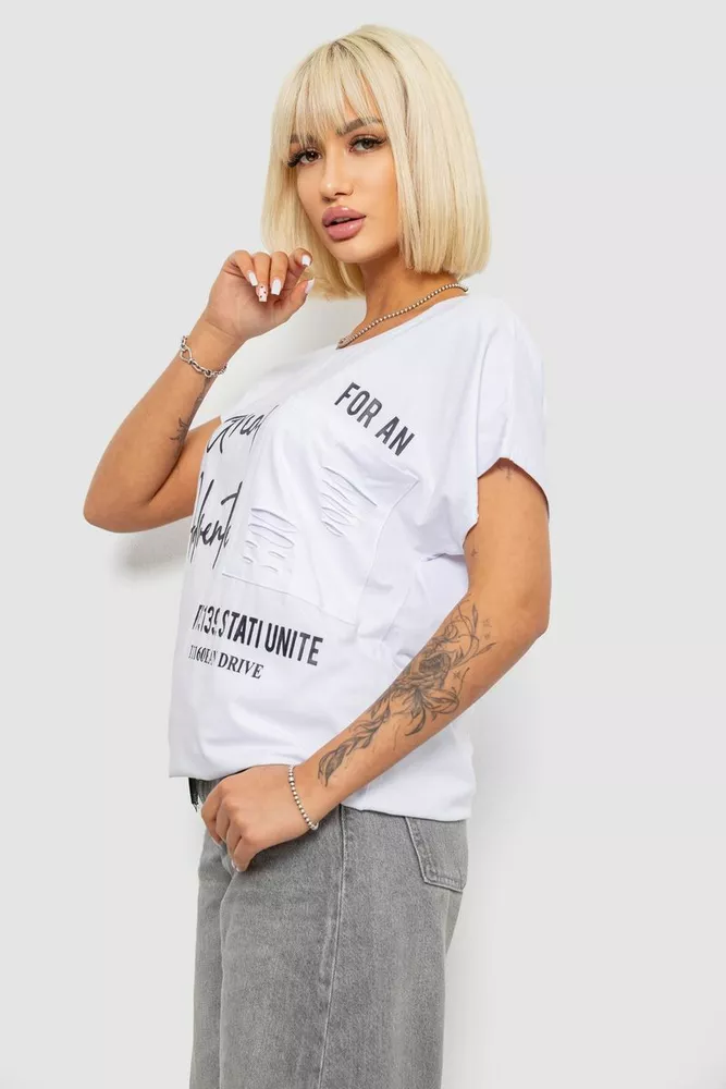Купить Футболка женская с принтом, цвет белый, 244R2126-5 - Фото №3