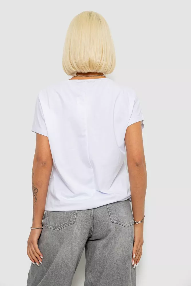 Купить Футболка женская с принтом, цвет белый, 244R2126-5 - Фото №4